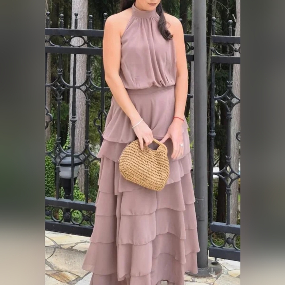 Elegant Mauve Layered Dress